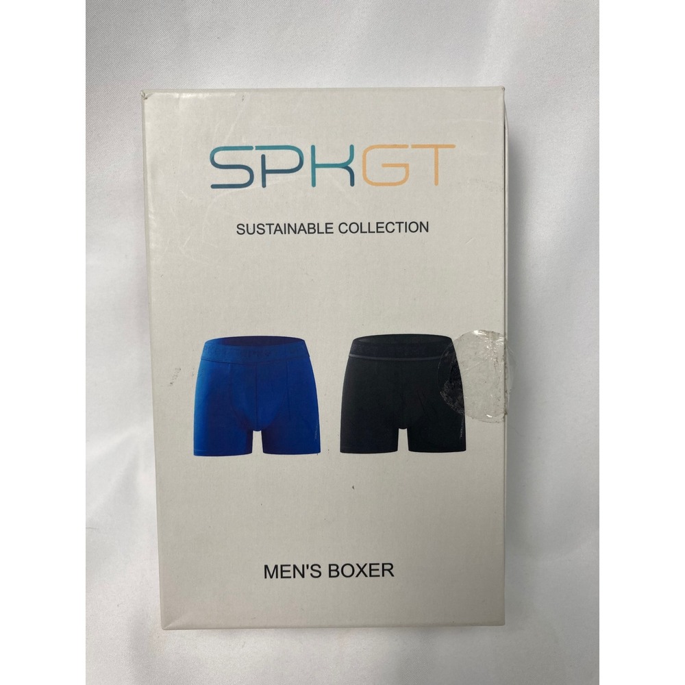 SPKGT Sustainable Collection Men's Boxer Briefs 2-Pack Blue/Black Medium NIB